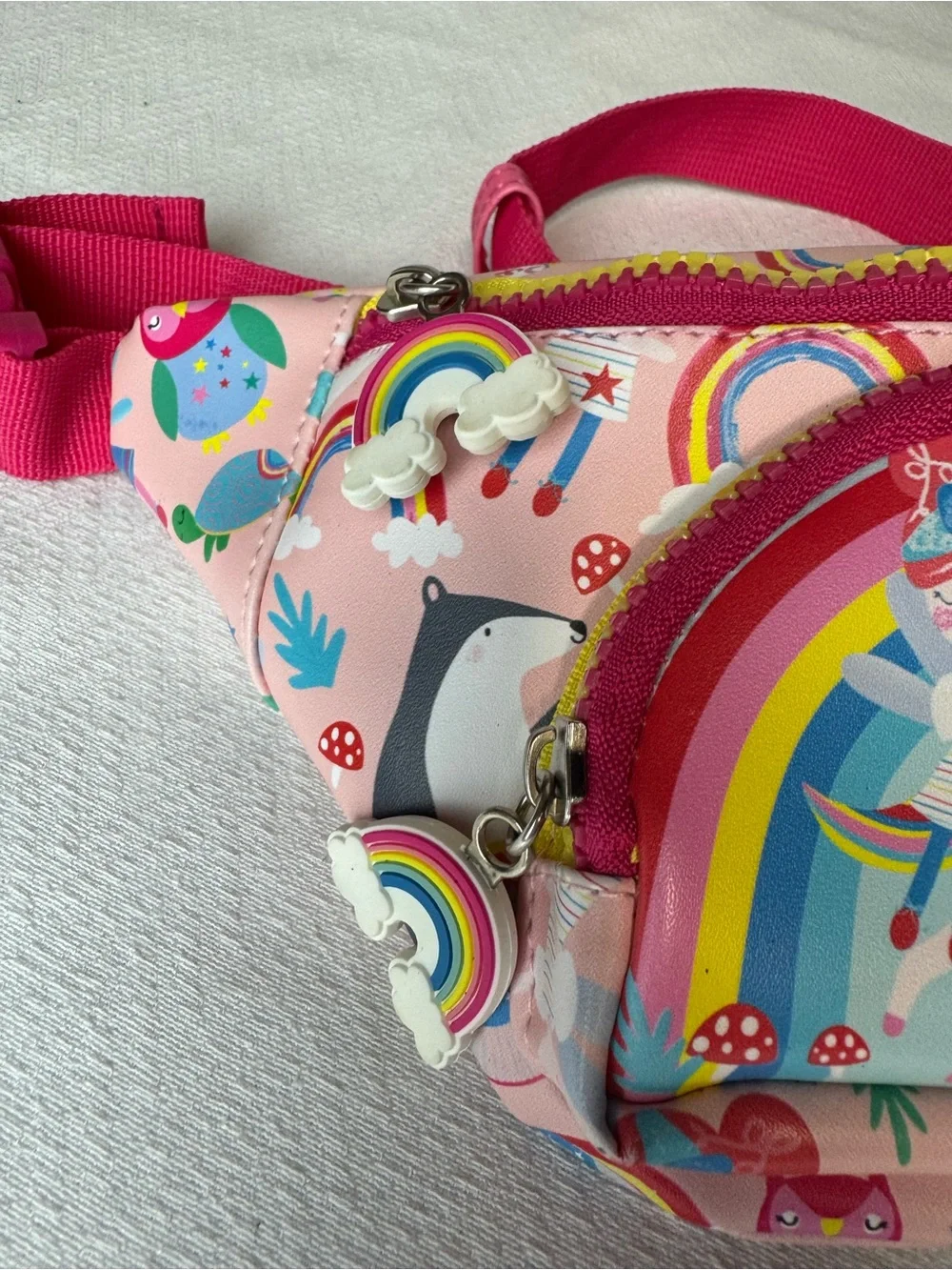 Kids Unicorn Rainbow Fanny Pack - Pink Floss and Rock.